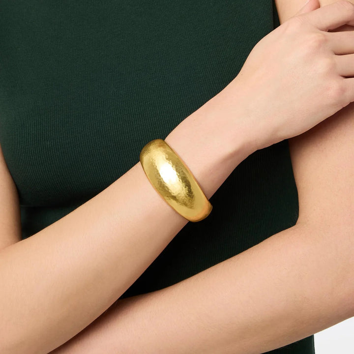 Julie Vos Catalina Statement Hinge Bangle in gold with elegant design, showcasing a stylish accessories piece.