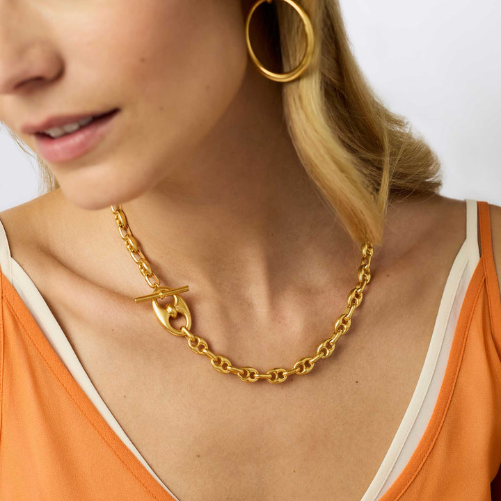 Julie Vos Laguna Demi-Link Necklace, elegant gold-toned accessories with interconnected link design on a neutral background.