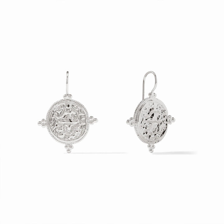 Julie Vos Quatro Coin Earring, gold-toned accessories with four coin charms, stylish and elegant jewelry for women.