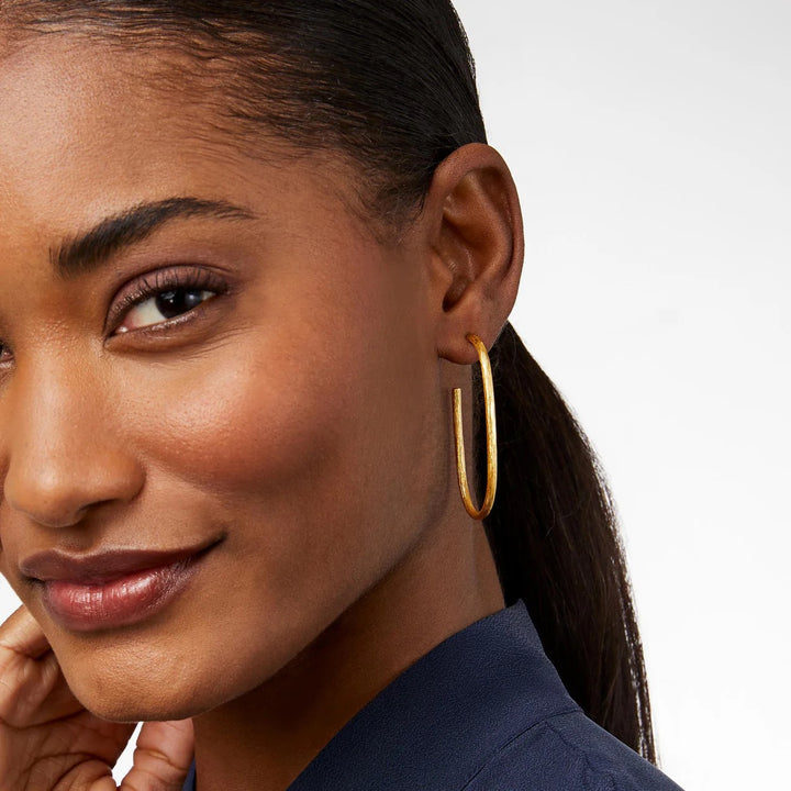 Julie Vos Ivy Hoop Earrings showing gold-toned hoops with elegant design for stylish accessories.