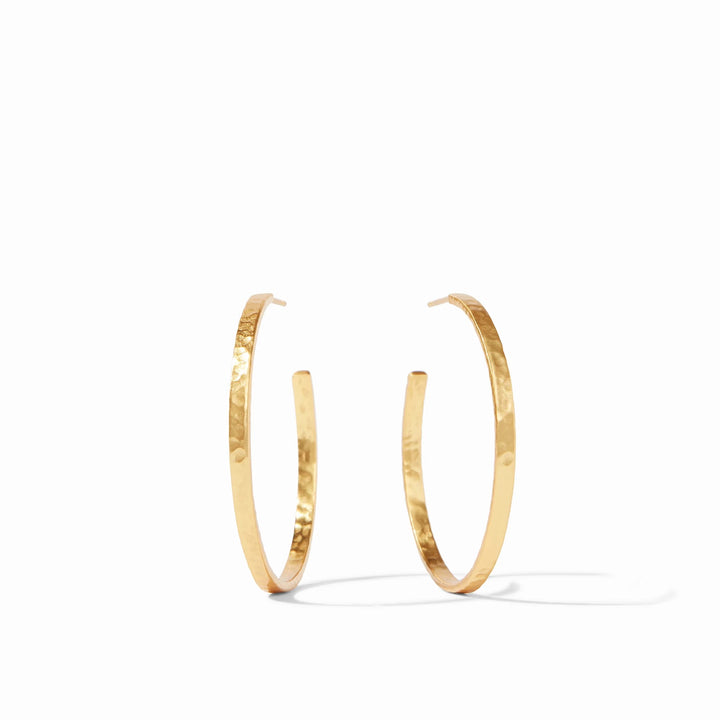 Julie Vos Crescent Hoop earrings, gold-toned accessories with a curved hoop design, displayed on a neutral background.