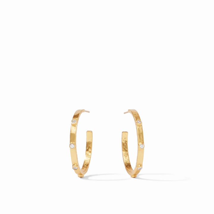 Julie Vos Crescent Stone Hoop earrings featuring elegant crescent-shaped stones in a stylish accessory design.