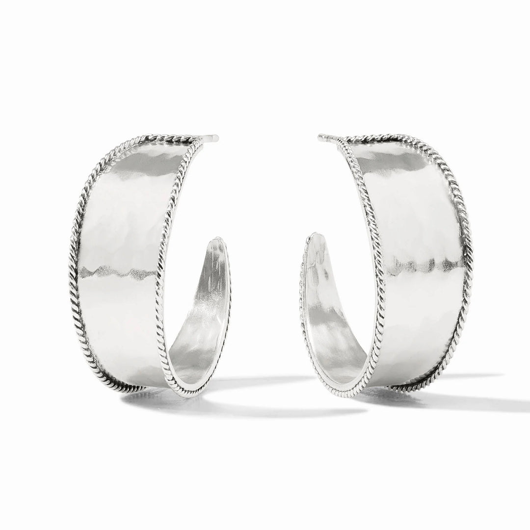 Silver Savoy Hoop earrings by Julie Vos, showcasing sleek, polished hoop accessories with a refined, elegant design.