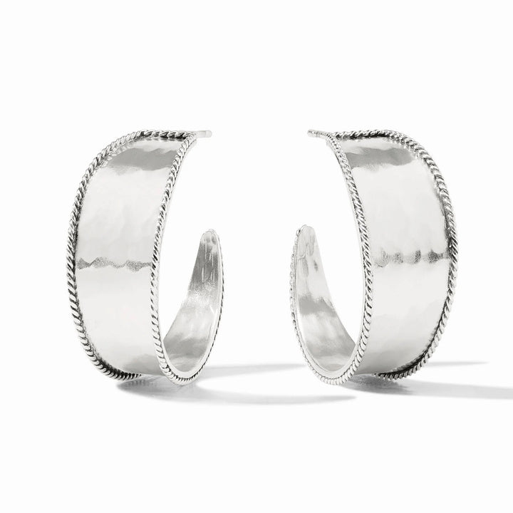 Silver Savoy Hoop earrings by Julie Vos, showcasing sleek, polished hoop accessories with a refined, elegant design.