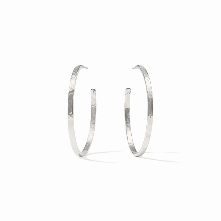 Silver crescent hoop earring by Julie Vos, showcasing a sleek, elegant design perfect for stylish accessories.