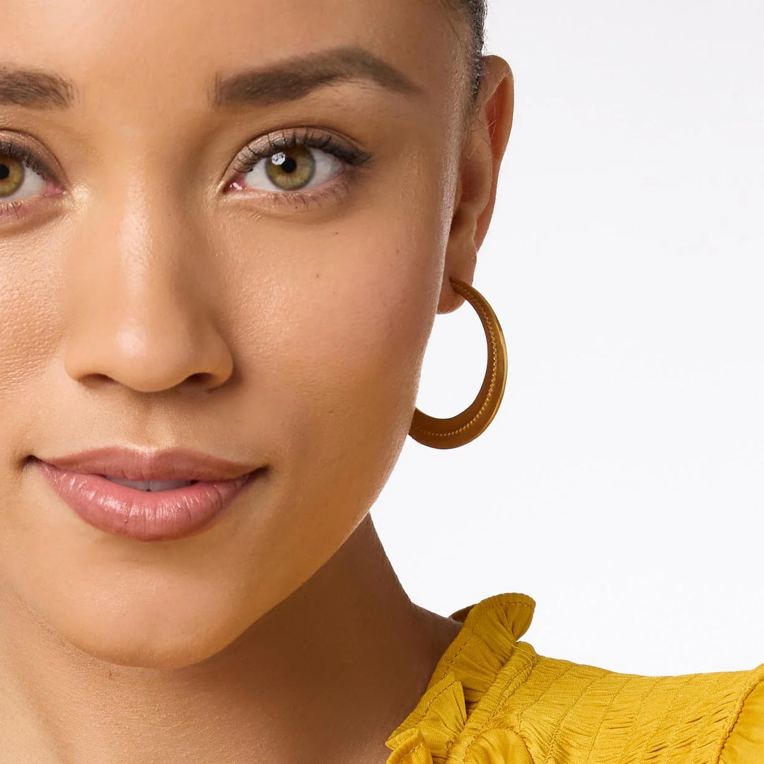 Julie Vos Nassau Crescent Hoop earrings, gold-toned crescent-shaped jewelry accessory with a polished finish.