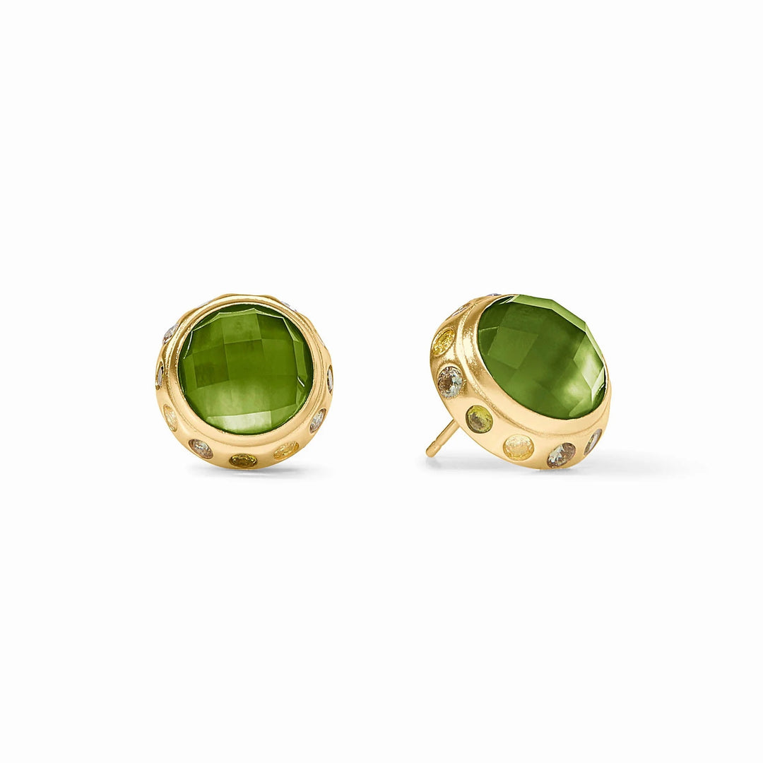 Rainbow stud earring by Julie Vos featuring colorful gemstone accents on a gold-toned stud for stylish accessories.
