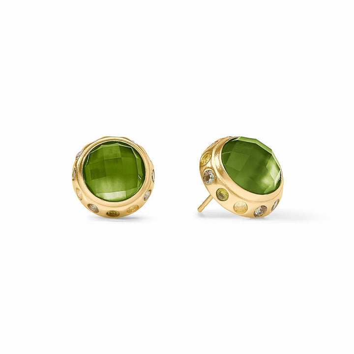 Rainbow stud earring by Julie Vos featuring colorful gemstone accents on a gold-toned stud for stylish accessories.