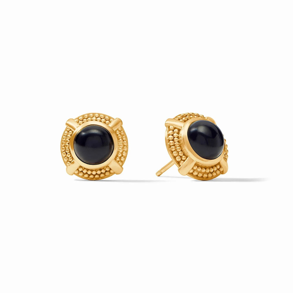 Julie Vos cabochon stud earring with a smooth, oval-shaped gemstone set in elegant jewelry accessories.