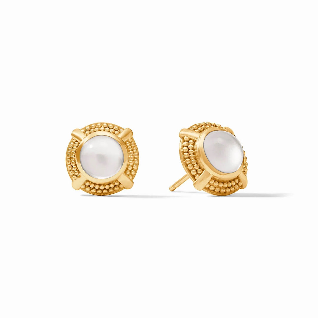 Julie Vos cabochon stud earring featuring a smooth, polished gemstone set in elegant accessories style.