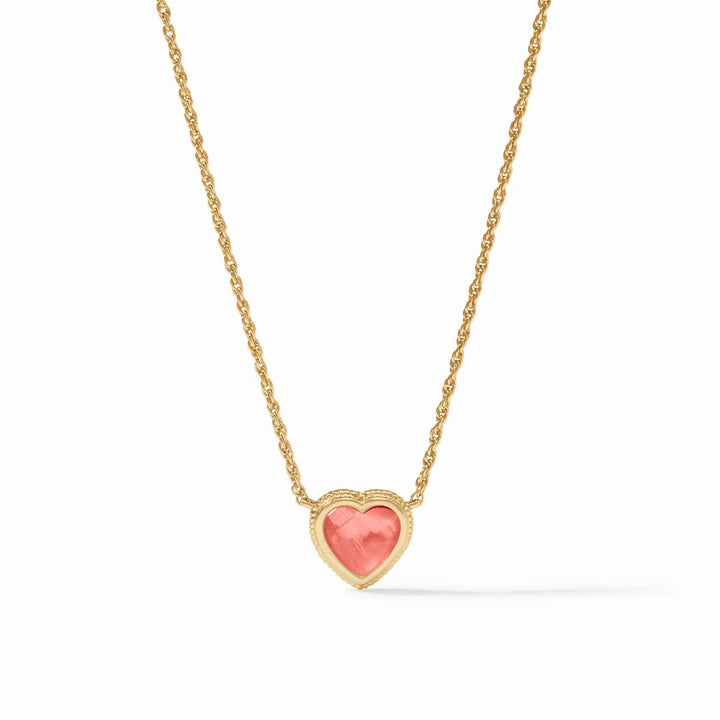 Julie Vos Heart Delicate Necklace with fine chain and small heart pendant, elegant accessory for everyday wear.