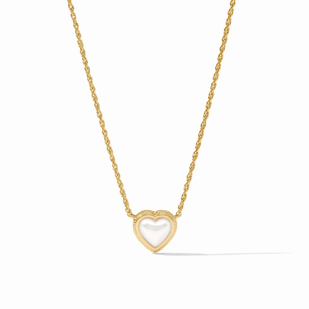 Julie Vos Heart Delicate Necklace, fine gold-tone jewelry with a small heart pendant, perfect for elegant accessories.