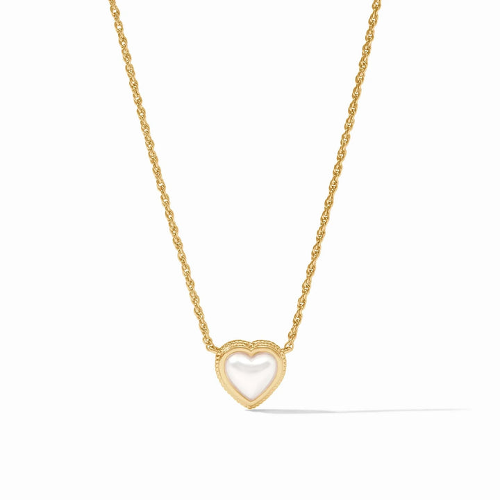 Julie Vos Heart Delicate Necklace, fine gold-tone jewelry with a small heart pendant, perfect for elegant accessories.
