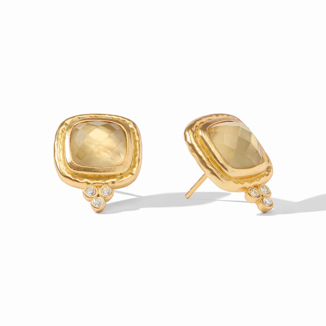 Iridescent citrine Tudor stud earring by Julie Vos, showcasing a sparkling gemstone set in elegant jewelry accessories.
