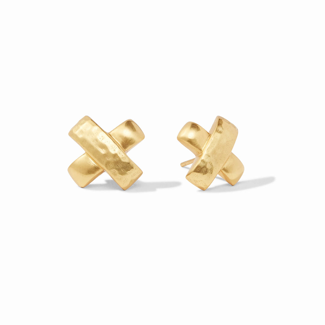 Julie Vos Catalina X Stud accessory featuring a stylish, handcrafted gold-toned design with modern geometric accents.