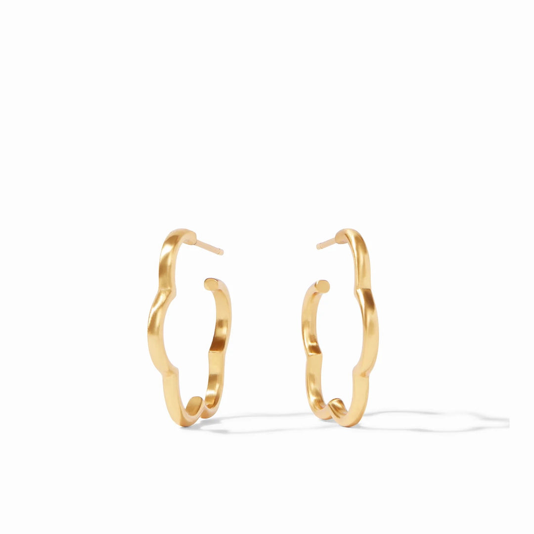 Julie Vos Gardenia Hoops in gold-tone jewelry, featuring floral-inspired design, perfect for accessories and stylish outfits.