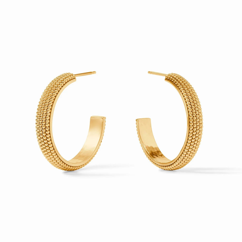 Julie Vos beaded eternity hoop earrings with intricate beaded design and gold-tone finish, stylish accessories for any occasion.