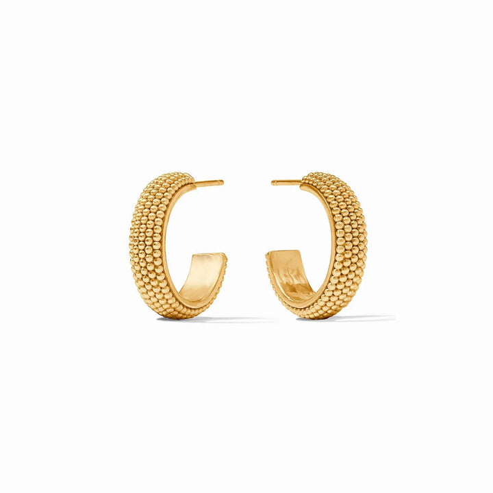 Julie Vos beaded eternity hoop earrings with delicate bead detailing, showcasing elegant jewelry accessories on a white background.