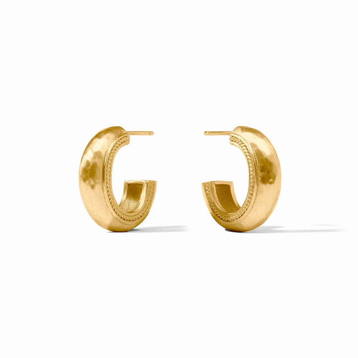 Julie Vos Cannes Hoop Earrings, gold-tone accessories with classic hoop design, displayed on a neutral background.
