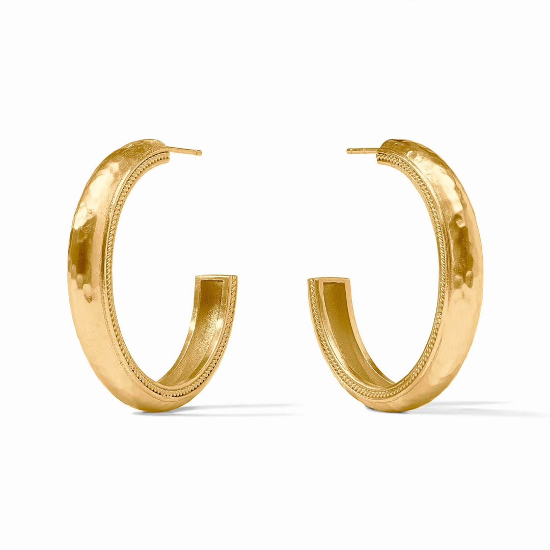 Julie Vos Cannes Hoop Earrings, gold-tone accessories featuring large, stylish hoop design with a polished finish.