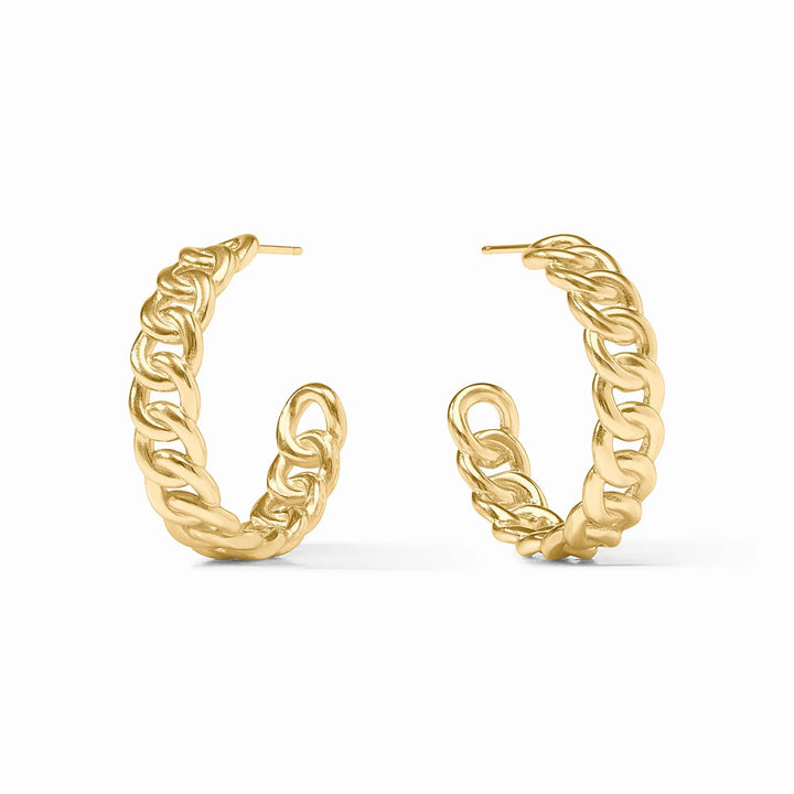 Julie Vos Dolce Hoop earrings featuring elegant gold hoops with intricate detailing and a polished finish.