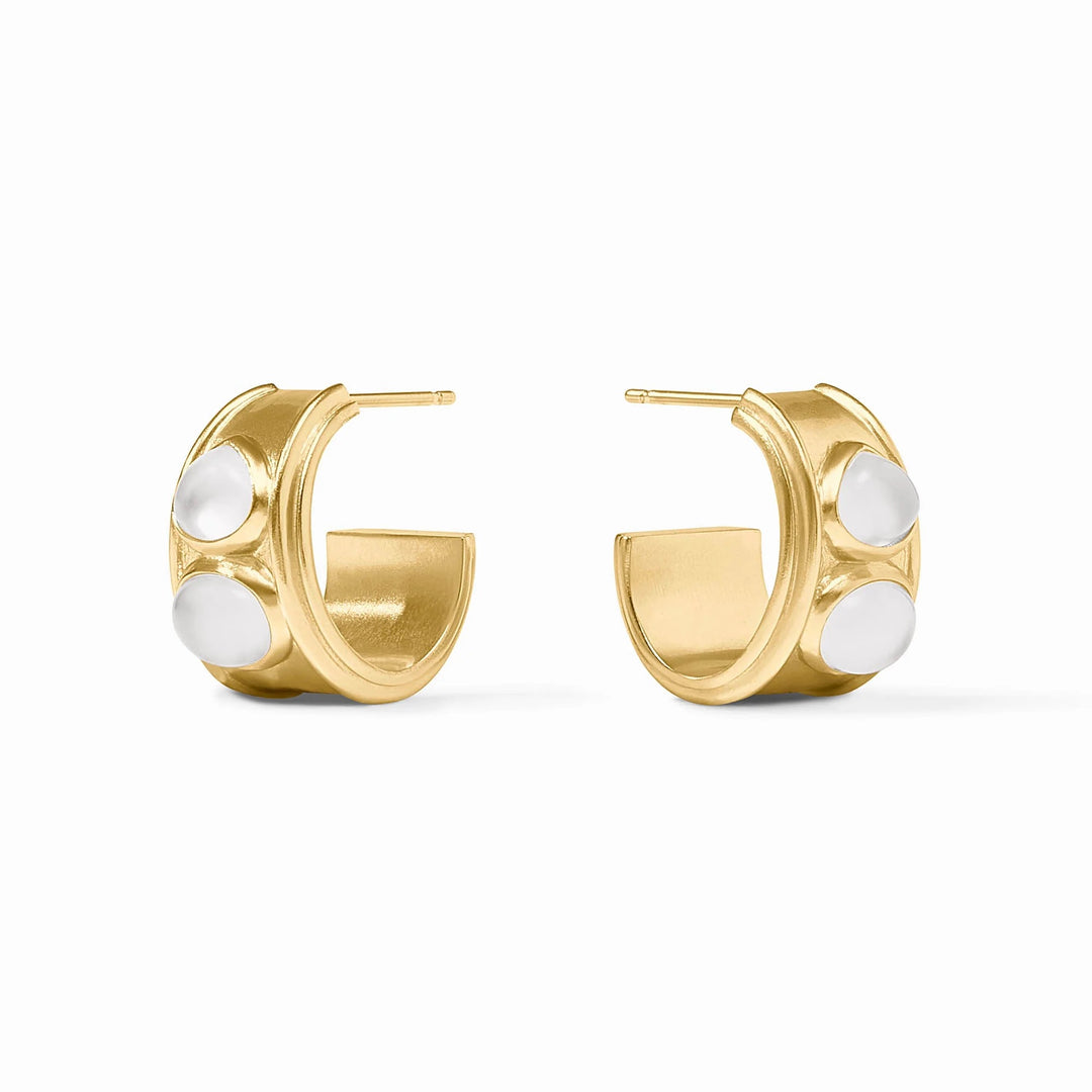 Julie Vos Dolce Stone Hoop earrings featuring elegant gold hoops with colorful stone accents, perfect for stylish accessories.