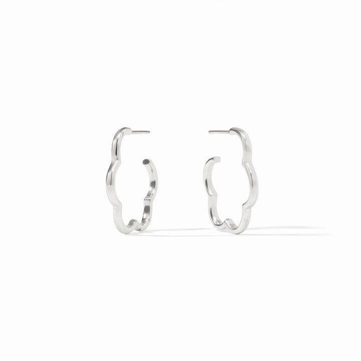 Silver Gardenia Hoop earrings by Julie Vos, featuring delicate flower design and polished finish.