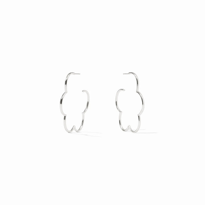 Silver Gardenia Hoop earrings by Julie Vos, featuring elegant floral-inspired design in shiny silver metal.