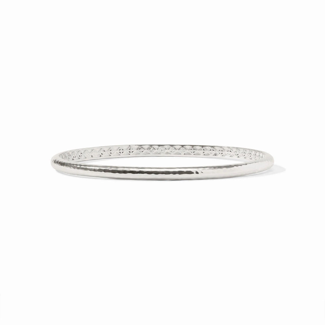 Silver Havana Demi Bangle by Julie Vos, stylish accessories featuring a sleek, modern design, worn as a fashionable bracelet.