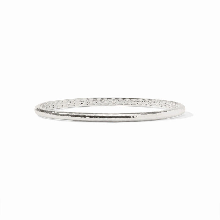 Silver Havana Demi Bangle by Julie Vos, stylish accessories featuring a sleek, modern design, worn as a fashionable bracelet.