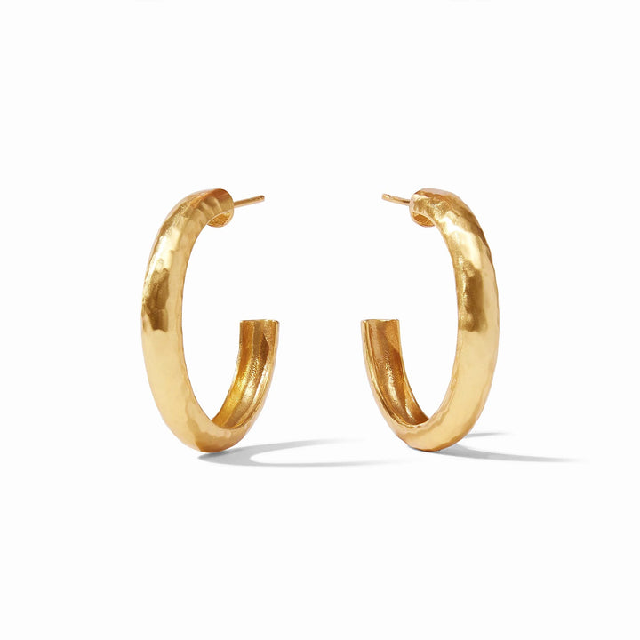 Medium Julie Vos Havana Hoop accessories earrings with a smooth, rounded gold-toned design on a white background.