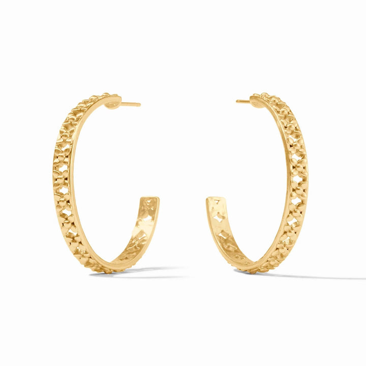 Julie Vos Helene Hoop earrings, gold-tone accessories featuring classic hoop design, polished finish, and elegant style.