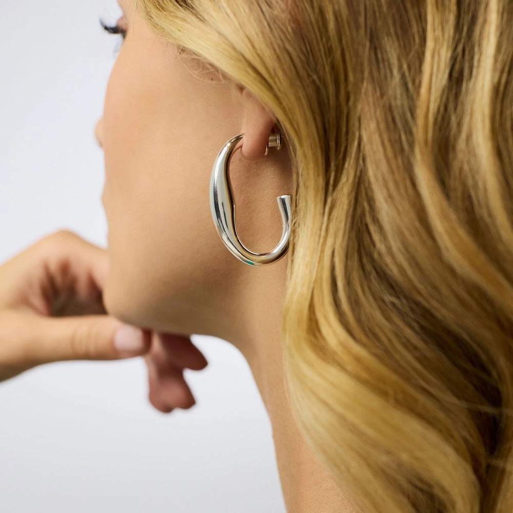 Julie Vos Laguna Hoop Silver Earring, elegant accessories featuring a sleek silver hoop design.