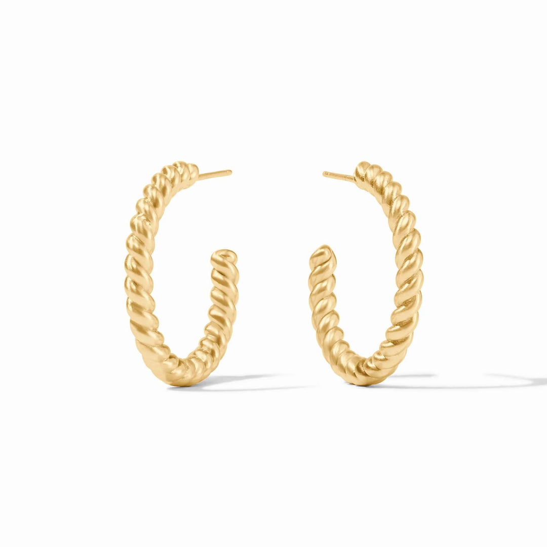 Julie Vos Nassau Hoop earrings, gold-toned accessories with a sleek hoop design, shown on a plain background.