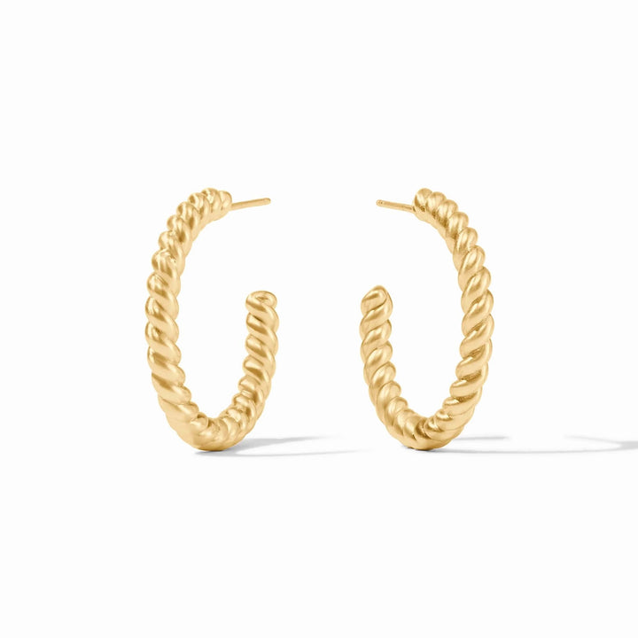 Julie Vos Nassau Hoop earrings, gold-toned accessories with a sleek hoop design, shown on a plain background.