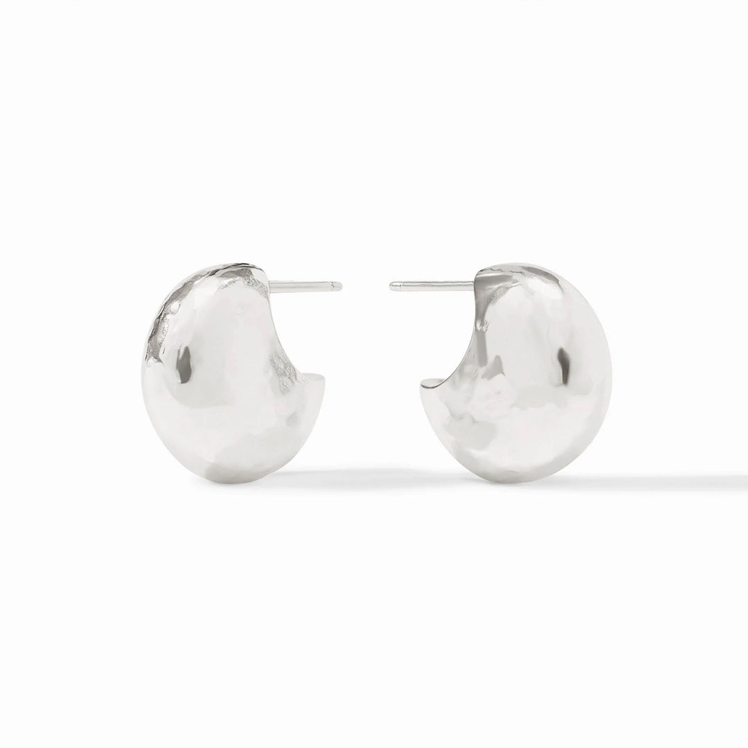 Silver Solara Hoop Earring by Julie Vos, showcasing a sleek, round hoop design in shiny silver tone.