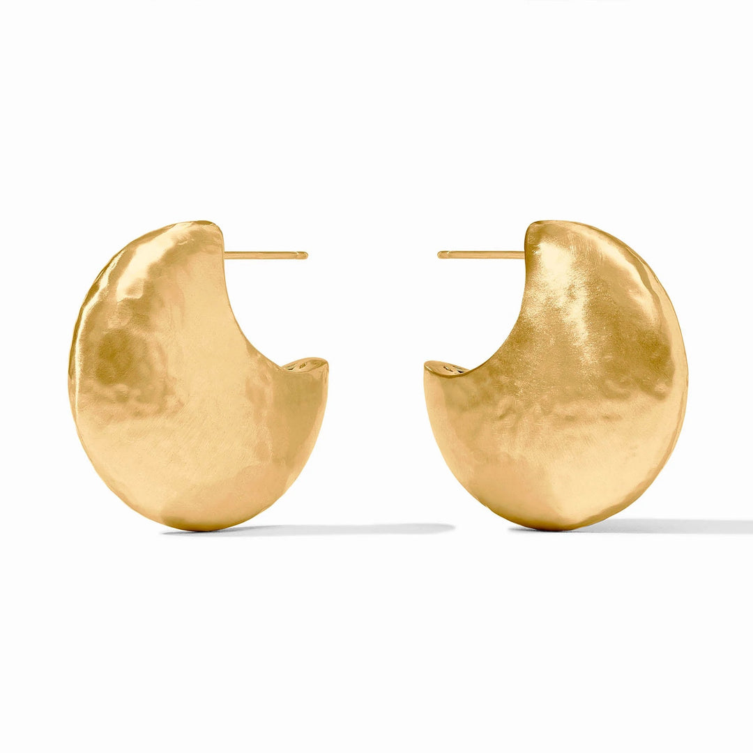 Julie Vos Solara Hoop Earrings, gold-tone accessories with a sleek, modern hoop design visible in the image.