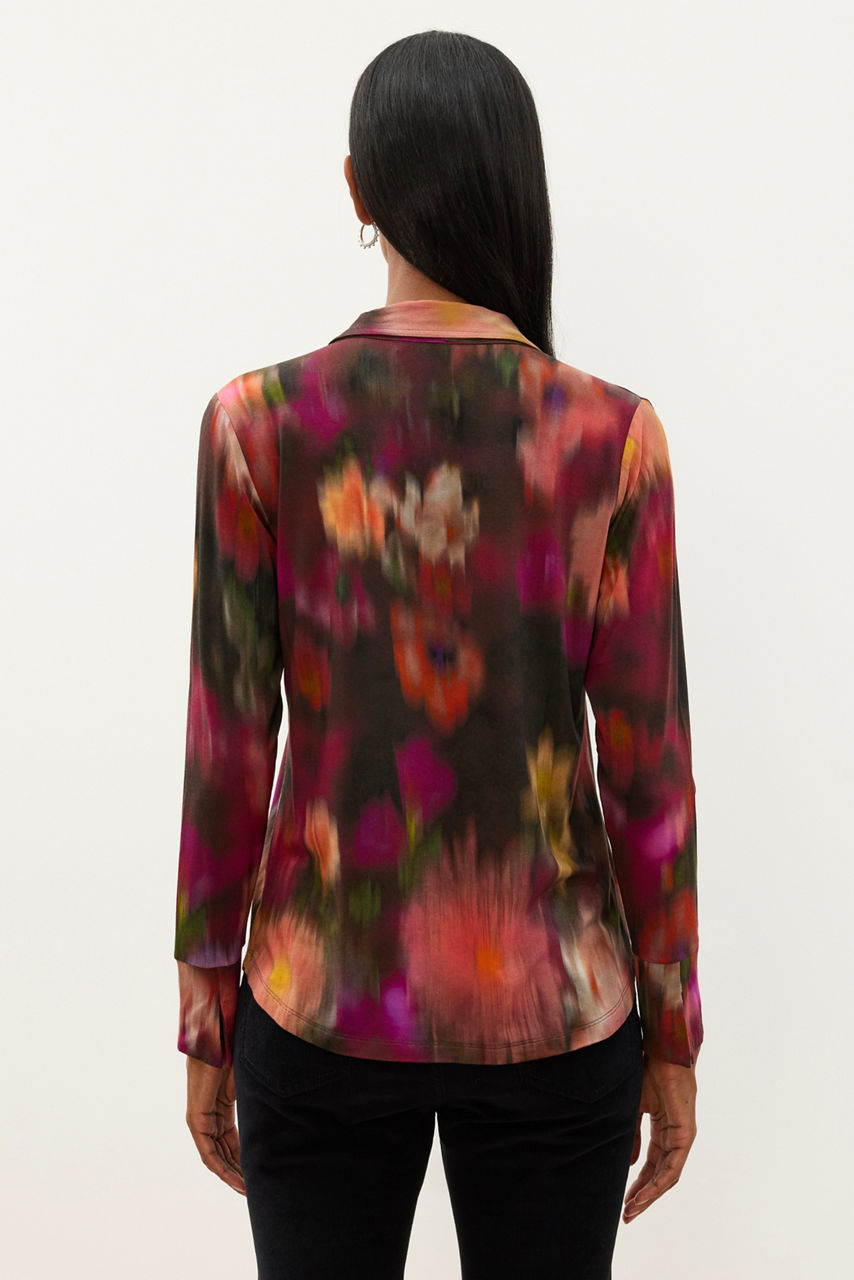 Johnny Was Janie Florenda Button Shirt in dark floral print with long sleeves and button front