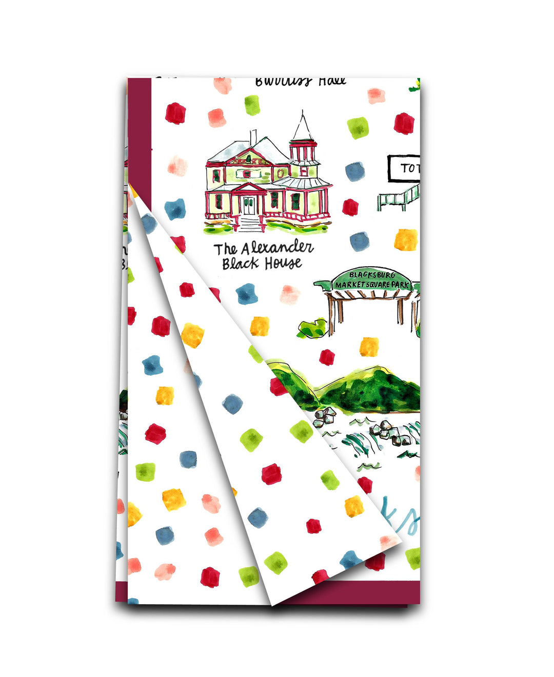 Keva Style Blacksburg tea towel with a decorative pattern, perfect for home kitchen decor and practical use.