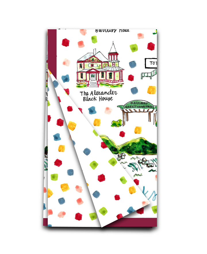 Keva Style Blacksburg tea towel with a decorative pattern, perfect for home kitchen decor and practical use.