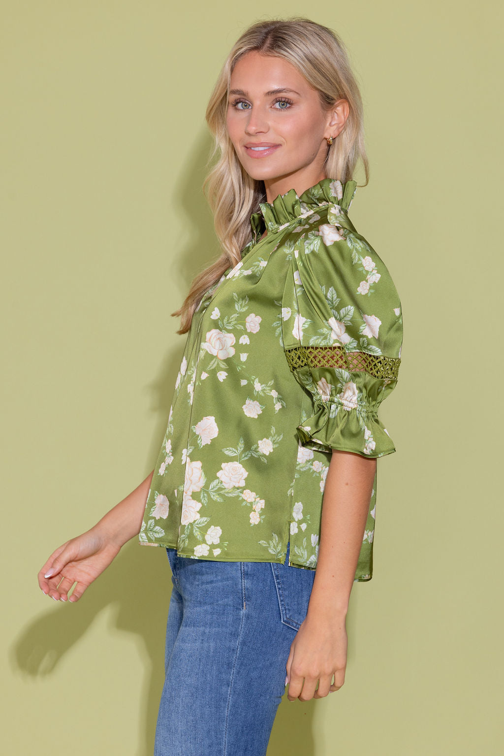 Lottie Green Rosette Top