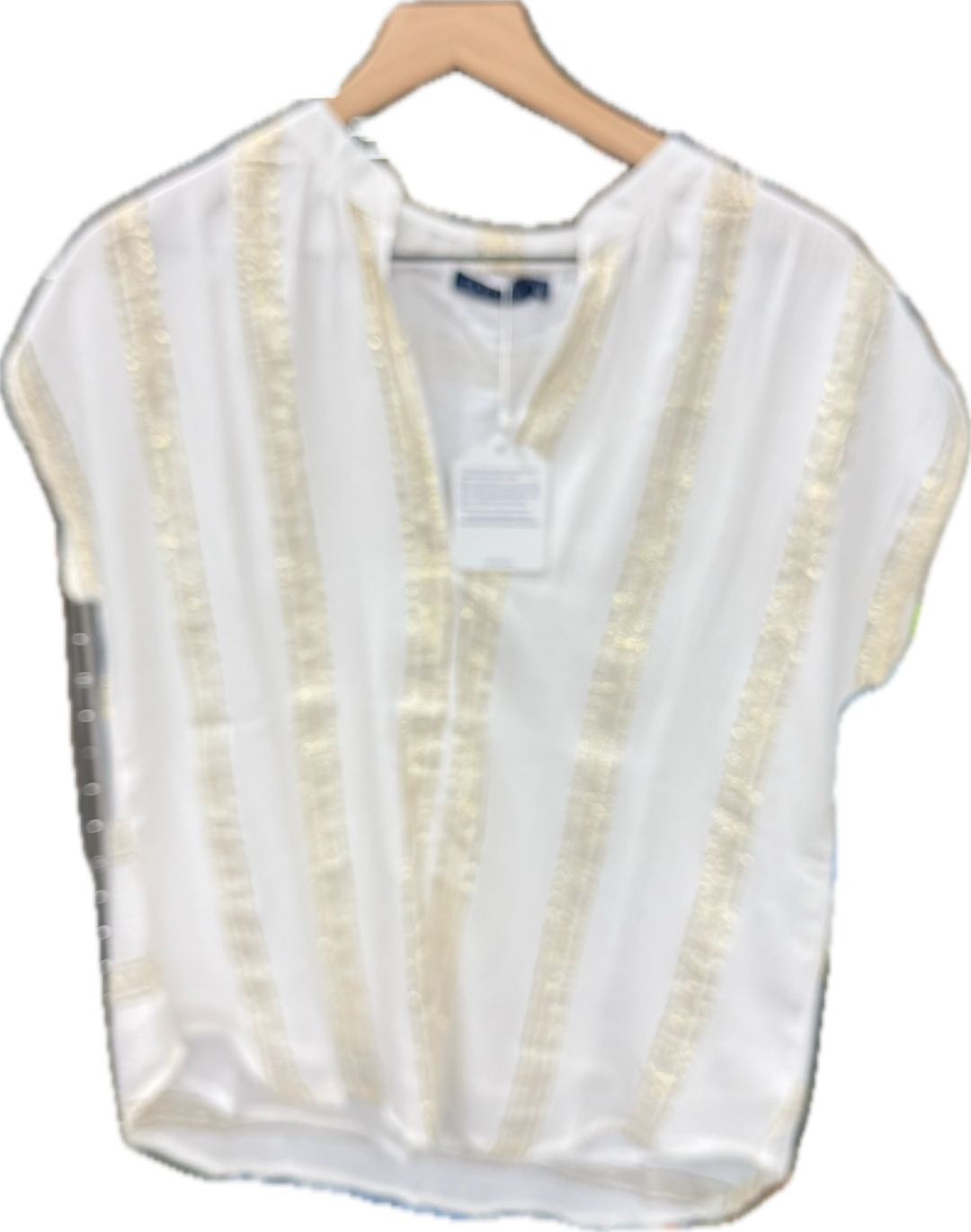 Shore top by La Plage featuring shiny lurex fabric, long sleeves, and a relaxed fit in a stylish top design.