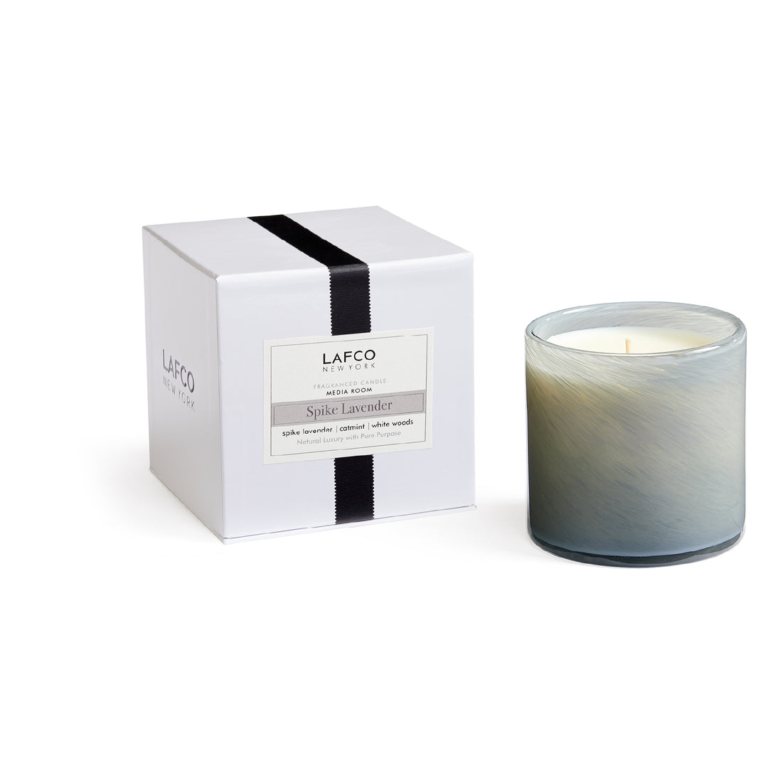 Lafco 15.5oz home candle in a glass container with a natural wax finish, designed for elegant home decor and ambiance.