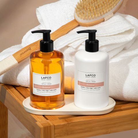 Lafco ceramic tray for hand care, featuring a sleek white surface with elegant design, perfect for organizing hand lotions or accessories.