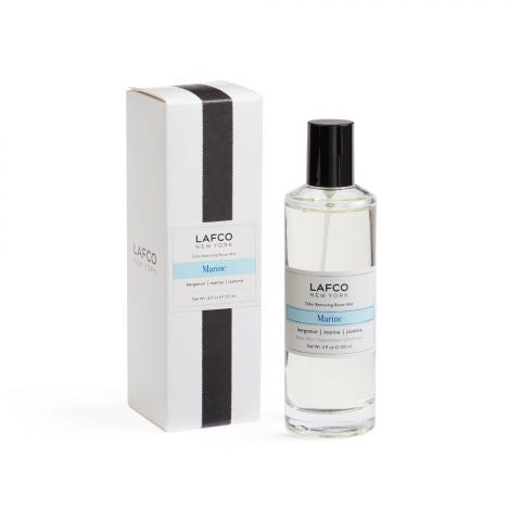 Lafco Odor Removing Room Mist in a 4oz spray bottle, freshening the air with a natural home fragrance.