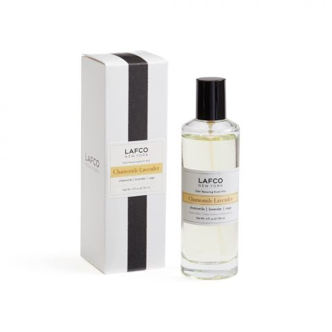 Lafco Odor Removing Room Mist in a 4oz spray bottle, freshening indoor spaces with natural scent.