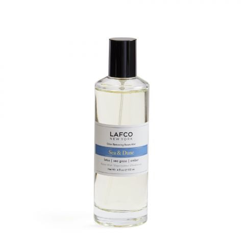 Lafco Odor Removing Room Mist 4oz bottle, natural home air freshener with spray nozzle for freshening indoor spaces.