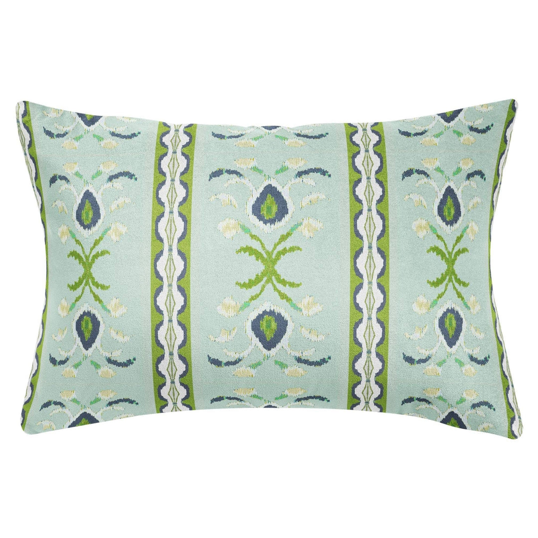 Rosemary Stripe Lagoon Pillow by Laura Park Designs, decorative home throw pillow with blue and white striped pattern.