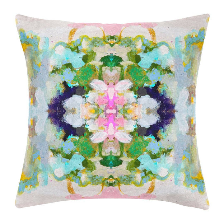 Laura Park Designs Nantucket Bloom Pillow with vibrant floral pattern, soft fabric, perfect for home decor accents.