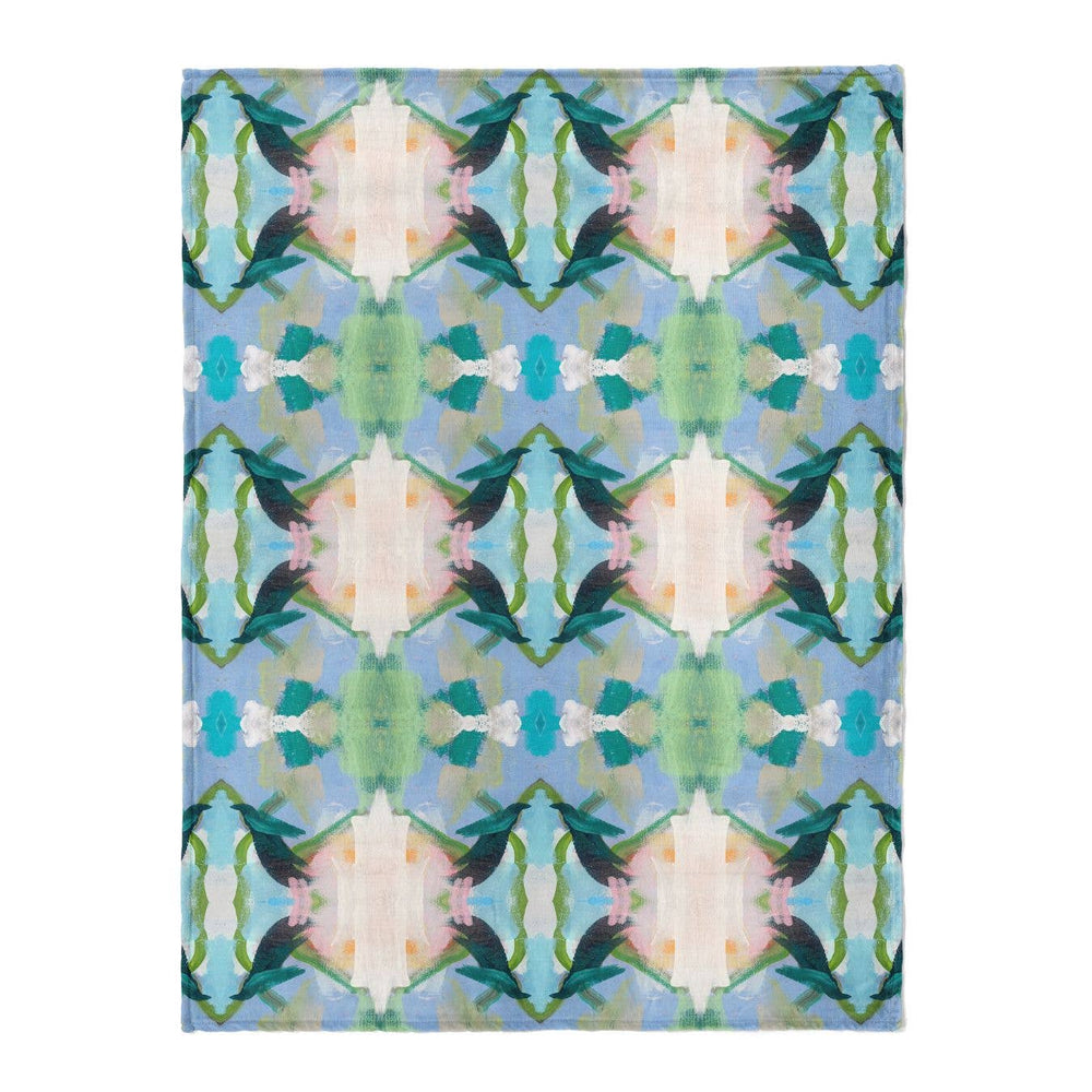 Laura Park Designs Island House fleece blanket, soft and cozy home textile with island-inspired pattern and warm fabric.